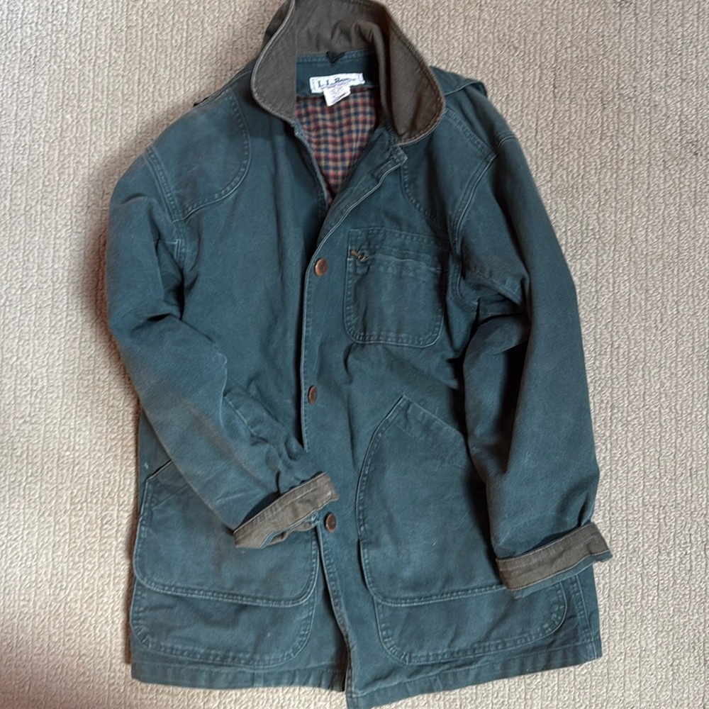 LL Bean Jacket Womens Canvas Barn Chore Field Coat Removable Lining T538